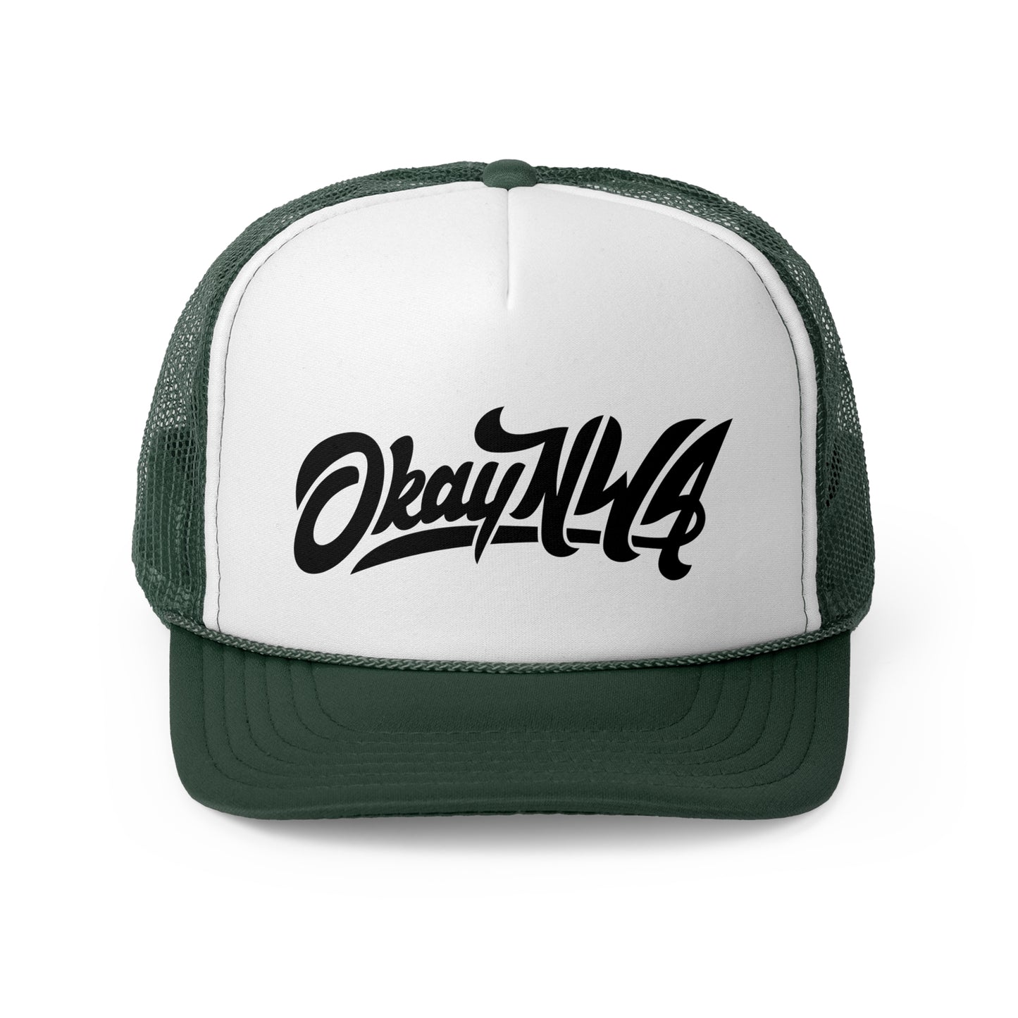 OkayNWA Trucker Hat: Hot Pink & Dark Green Edition