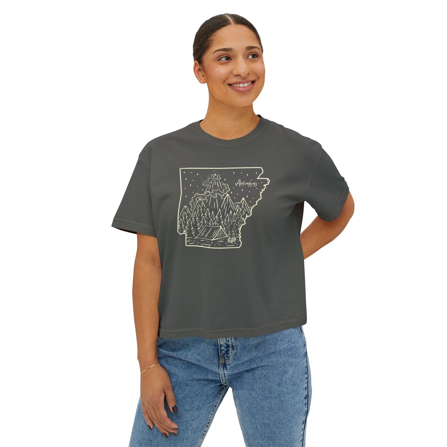 Whispering Pines Arkansas Smoky Peaks Boxy Tee
